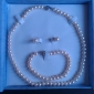 Gorgeous 14k White Freshwater Pearl Jewelry Set Including Necklace, Earrings And Bracelet