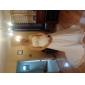 Sheath/ Column Side-Draped Fit and Flare Wedding Dresses with Beaded Applique