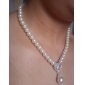 Ivory Pearl Two Piece Mini Heart Ladies Necklace and Earrings Jewelry Set (38 cm)