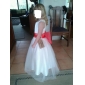 A-line Scoop Satin Tulle Tea-length Flower Girl Dress 