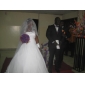 Ball Gown Strapless Cathedral Train Chiffon Over Satin Wedding Dress 