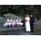 Sheath/ Column V-neck Floor-length Chiffon Elastic Satin Wedding Dress
