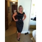 Stretch Satin Sheath/Column Knee-length Cocktail Dress 