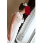 Sheath/ Column V-neck Floor-length Chiffon Elastic Satin Wedding Dress
