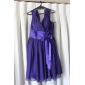 A-line V-neck Knee-length Chiffon and Stretch Satin Bridesmaid Dress