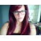 Capless Extra Long Straight Red Synthetic Wig Side Bang