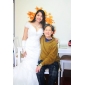 Trumpet/Mermaid Off-the-shoulder Organza Over Satin Wedding Dress With Removable Chapel Train 