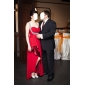 Chiffon Column One Shoulder Sweep Train Evening Dress inspired by Sandrine Bonnaire at Venice Film Festival 