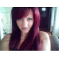 Capless Extra Long Straight Red Synthetic Wig Side Bang