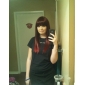 Capless Extra Long Straight Red Synthetic Wig Side Bang