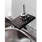 Waterfall Bathroom Sink Faucet with Black Glass Spout