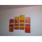 Hand-painted Abstract Oil Painting with Stretched Frame - Set of 4