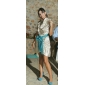 Satin Sheath/Column Halter Short/Mini Cocktail Dress inspired by Zoe Saldana 