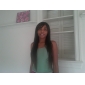 Capless Extra Long Straight Red Synthetic Wig Side Bang