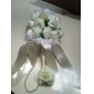 Elegant Light Yellow Round Wedding Bouquet/ Bridal Bouquet With Chiffon Beads Decoration