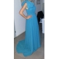 a-line hohen Hals Chiffon-Abendkleid mit Gericht Zug von emma stone bei der 84. Oscar inspiriert