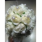 Elegant Light Yellow Round Wedding Bouquet/ Bridal Bouquet With Chiffon Beads Decoration