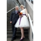 Ball Gown Bateau Knee-length Satin Tulle Wedding Dress inspired by Audrey Hepburn Funny Face