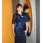 DOMITILLA - Robe de Cocktail Satin Tulle - Châle Inclus