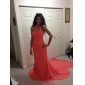 Chiffon Trumpet/Mermaid One Shoulder Sweep Train Evening Dress inspired by Ksenia Solo 