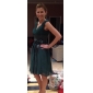 A-line V-neck Knee-length Chiffon and Stretch Satin Bridesmaid Dress