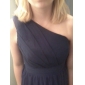 Sheath/ Column One Shoulder Knee-length Chiffon Over Elastic Satin Bridesmaid Dress