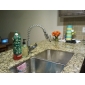 Brass Single Handle Pull Down Kitchen Faucet with Color Changing LED Light - Spring