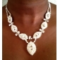 Silver Rhinestone Two Piece Ladies' Dazzling Leaves Wedding Jewelry Set (45 cm)
