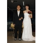 Sheath/Column Halter Court Train Chiffon Wedding Dress 