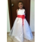 A-line Scoop Floor-length Satin Organza Flower Girl Dress