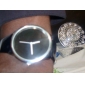 Elegante Reloj Pulsera Quartz Con Correa Negra de Cuero PU