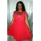 Chiffon Sheath Scoop Knee-length Cocktail Dress With Beaded Neckline 