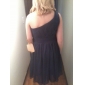 Sheath/ Column One Shoulder Knee-length Chiffon Over Elastic Satin Bridesmaid Dress