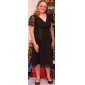 A-line V-neck Tea-length Chiffon Mother of the Bride Dress