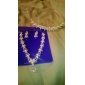 Ivory Pearl Two Piece Elegant Drop Ladies Necklace and Earrings Jewelry Set (38 cm)