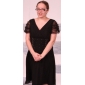 A-line V-neck Tea-length Chiffon Mother of the Bride Dress