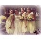 A-line V-neck Knee-length Chiffon and Stretch Satin Bridesmaid Dress