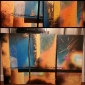 pintados a mano, pintura al óleo abstracta con el marco de estirado - juego de 3