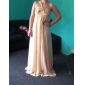 Empire One Shoulder Floor-length Chiffon Over Elastic Satin Bridesmaid/Wedding Party Dress 
