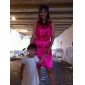 Sheath/ Column Jewel Knee-length Stretch Satin Bridesmaid Dress