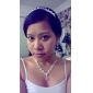 Ivory Pearl Two Piece Elegant Drop Ladies Necklace and Earrings Jewelry Set (38 cm)