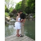 A-line Strapless Short/Mini Organza Taffeta  Wedding Dress 