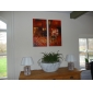 Hand-painted Abstract Oil Painting with Stretched Frame - Set of 2