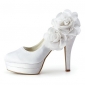 Satin Stiletto Heel Platform With Satin Flower Wedding Shoes (More Colors Available)