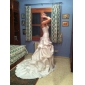 Ball Gown Sweetheart Chapel Train Satin Lace Wedding Dress With Wrap 