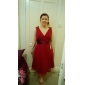 A-line V-neck Sleeveless Knee-length Chiffon Bridesmaid/Wedding Party Dress 
