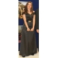 A-line Princess V-neck Floor-length Stretch Satin Bridesmaid/Wedding Party Dress 
