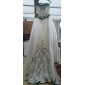 A-line Sweetheart Court Train Satin Wedding Dress with Split Front 