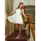 A-line Scoop Short/Mini Taffeta Wedding Dress 