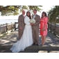 Sheath/Column Strapless Knee-length Beaded Taffeta Mother of the Bride Dress With A Wrap 